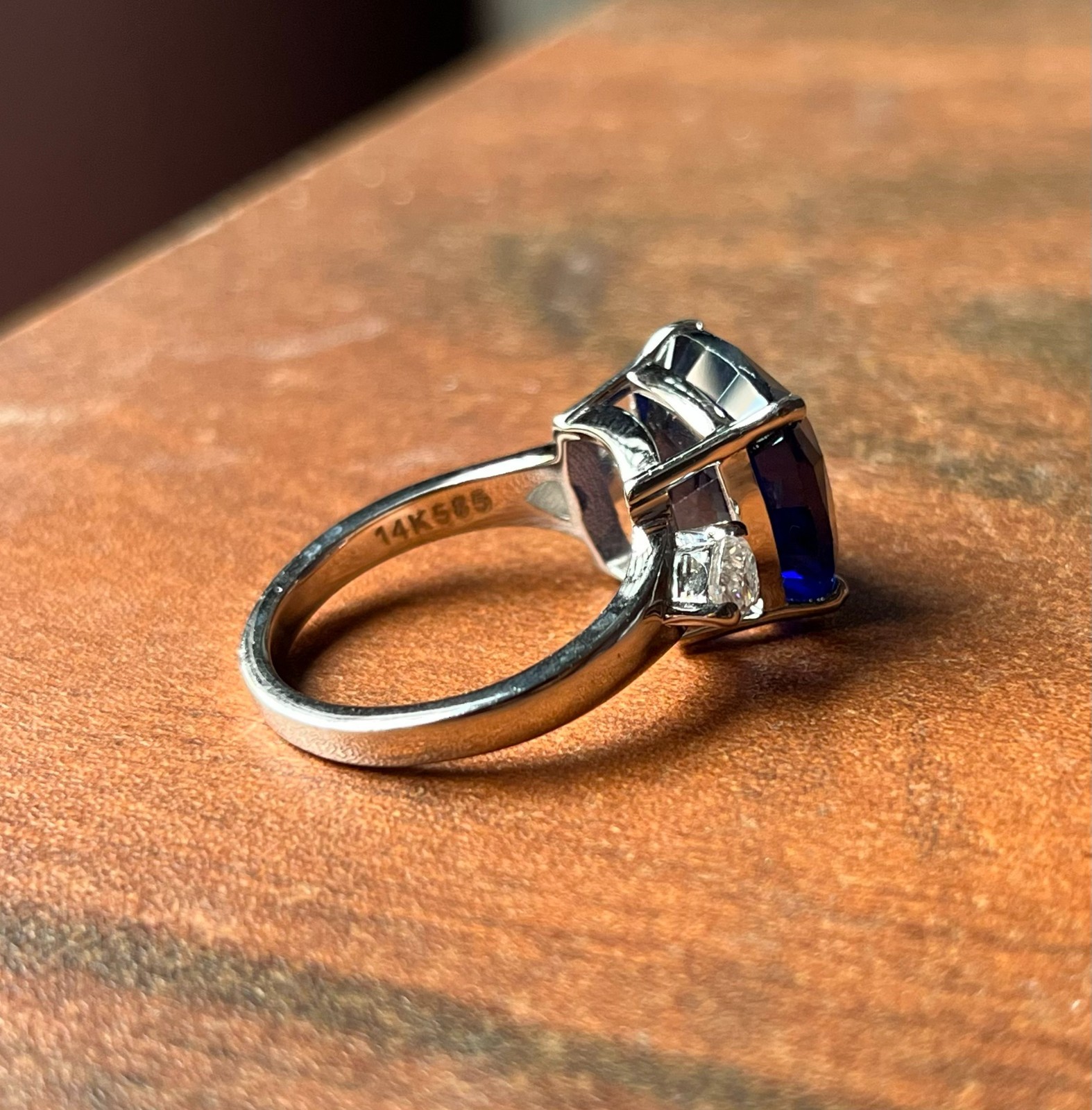 7.5 Ct Cushion Cut Natural Sapphire Diamond Wedding Bridal Ring 14K White Gold