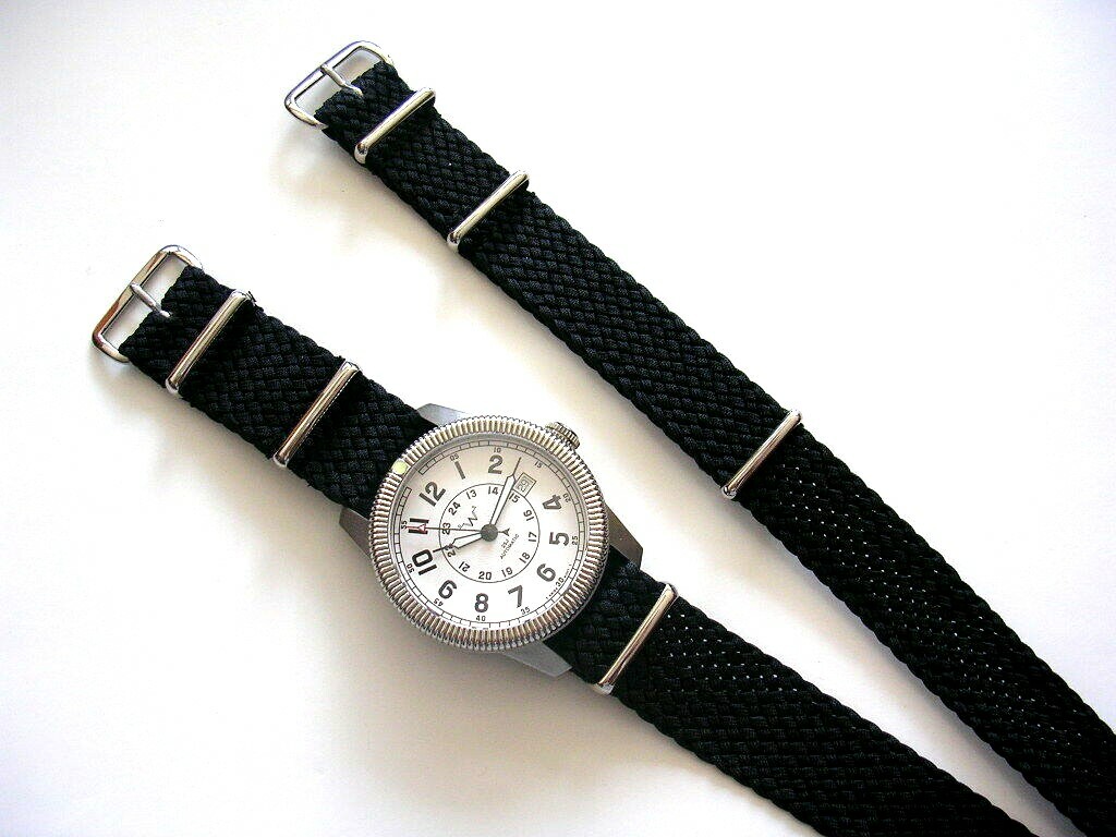 20mm Black Braided SS NATO g10 ® Nylon RAF pilot watchband Diver strap IW SUISSE