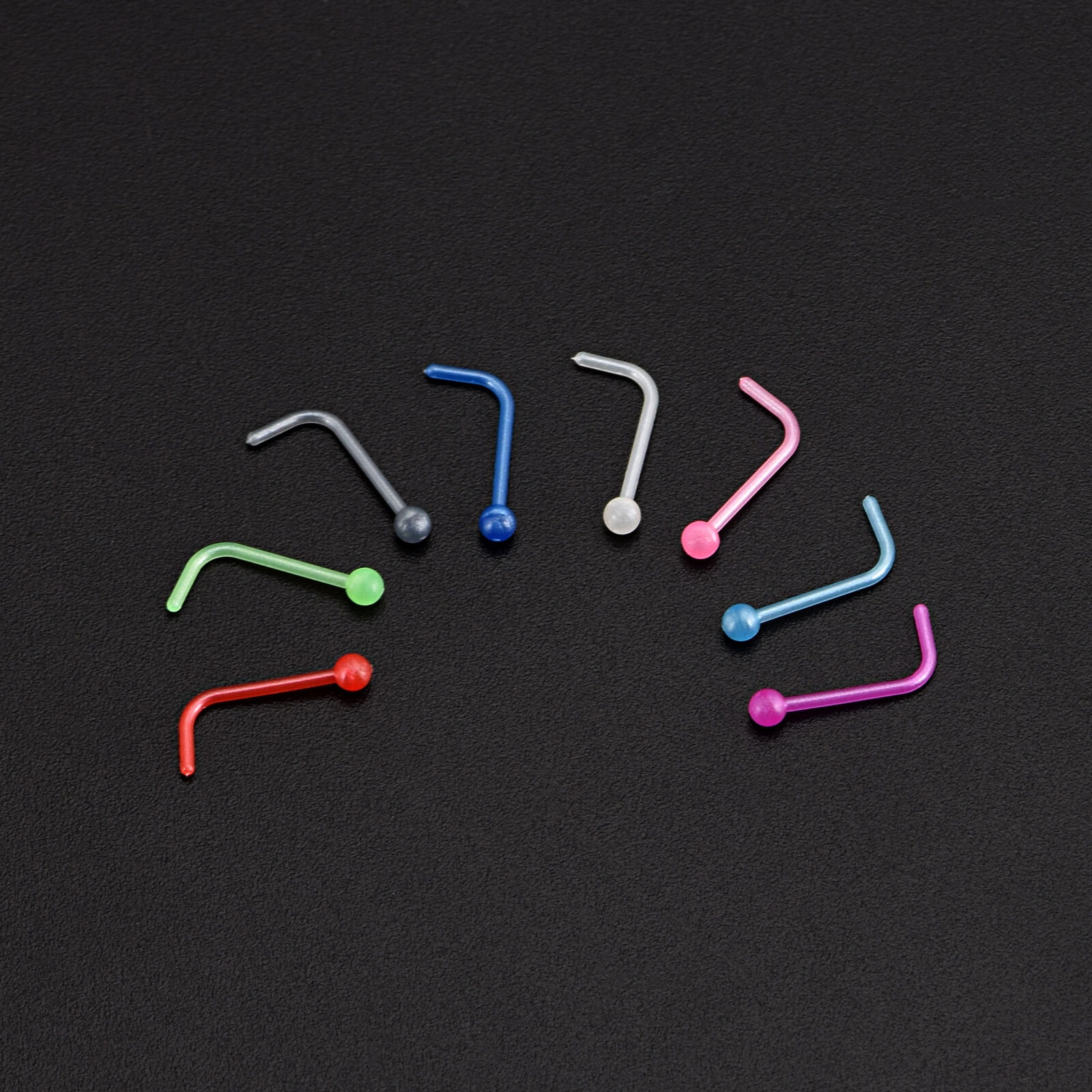 8-80pcs Colorful Nose Ring Retainer Bioflex L Shape Nose Pin Studs 20G Piercing