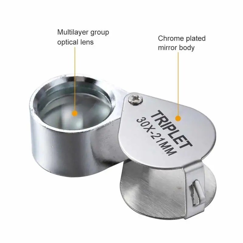 NEW 30X Jewelers Loupe Magnifier Jewelry Coin Loop Magnifying Glass Eye Pocket.