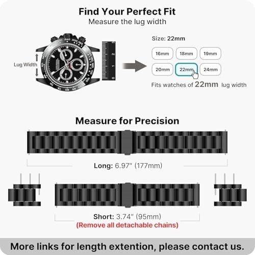 Fullmosa Stainless Steel Watch Band 16mm 18mm 19mm 20mm 22mm 24mm, Quick Rele…