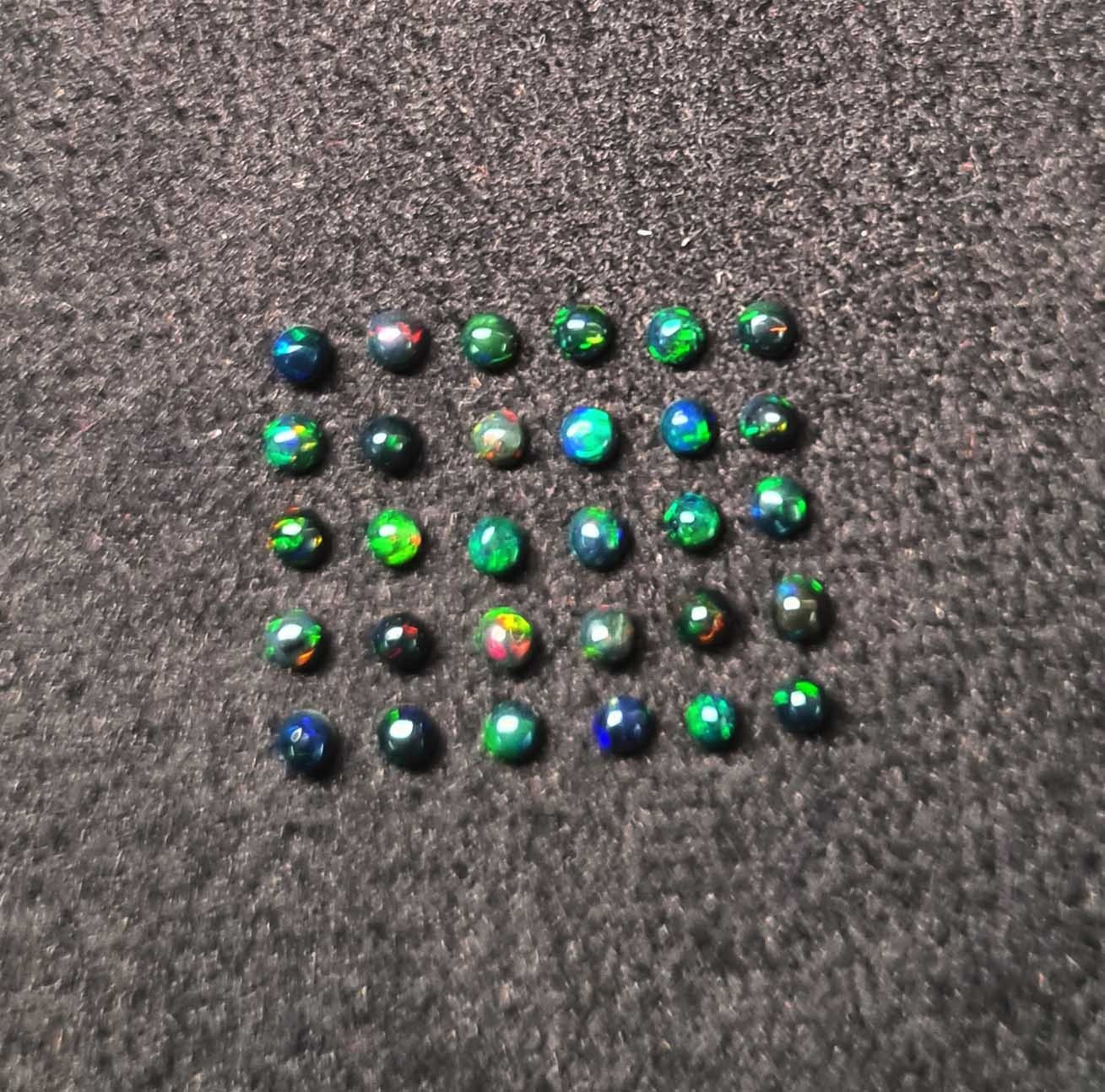 Natural Ethiopian Black Opal Round Cabochon Loose Gemstone Lot 100 Pcs 2.50 MM