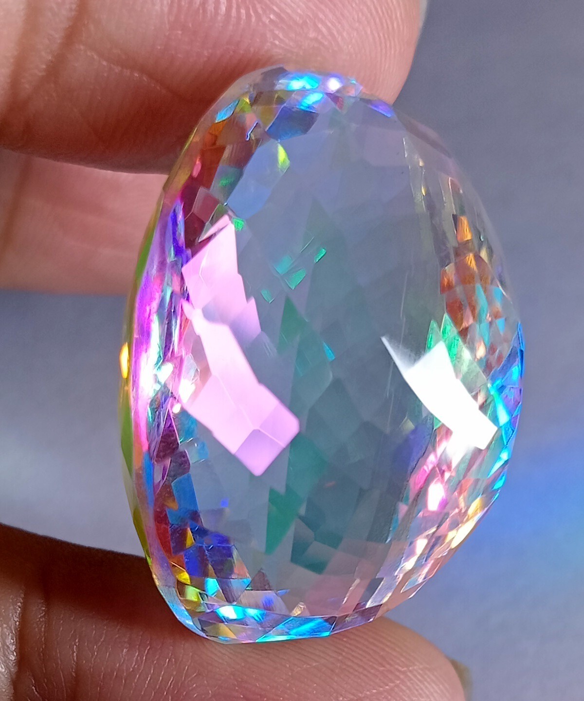 Mystic Topaz Natural Rainbow Certified Oval Cut 61.50Ct Loose Gemstone AAA