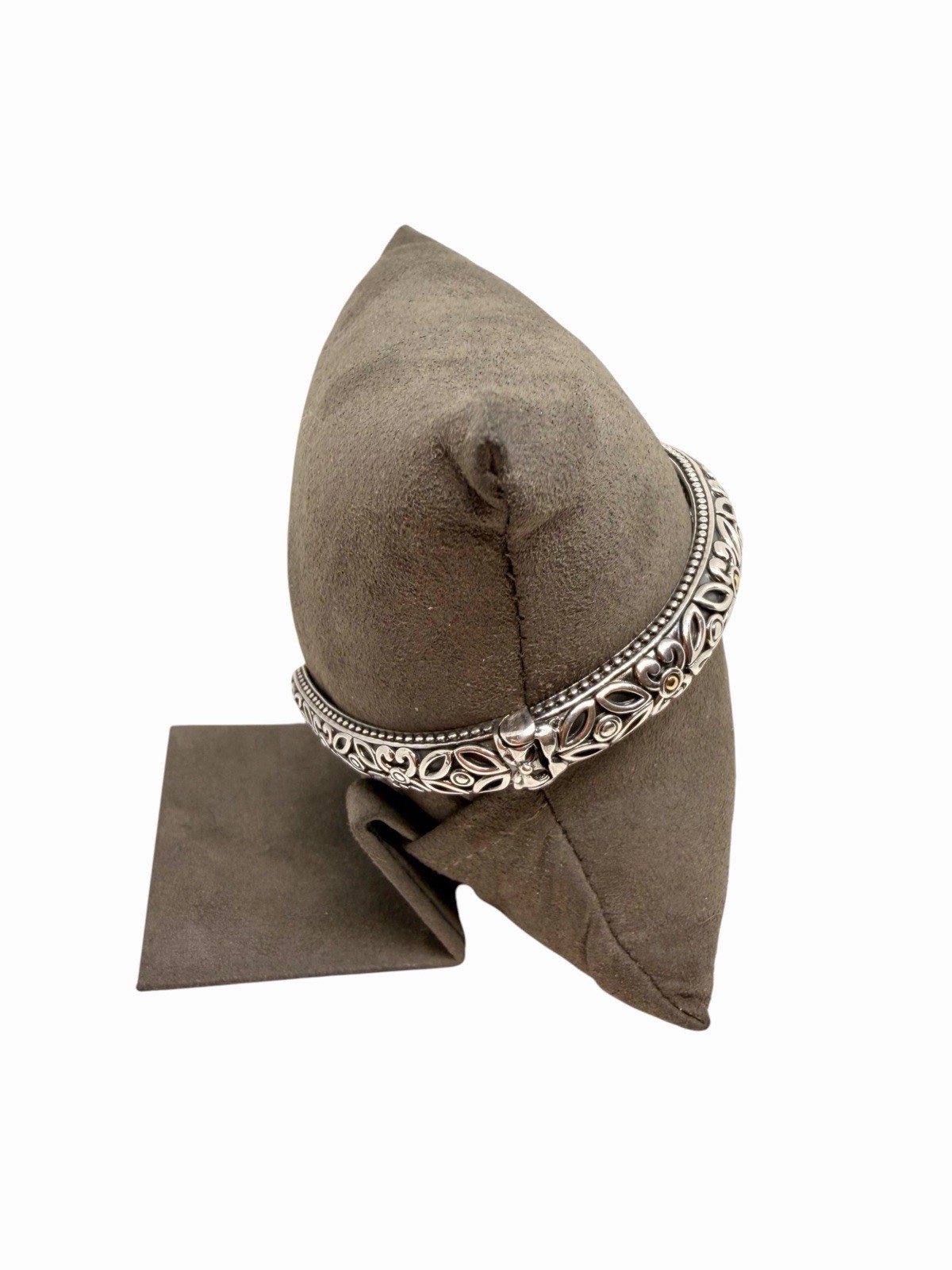 Angela By John Hardy Sterling Silver 14Kt Gold Floral Hinged Cuff Bracelet