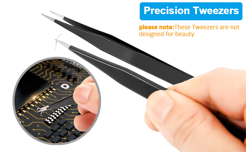 6Pcs ESD Anti-static Tweezers Set Maintenance Repair Stainless Steel Tools Kit