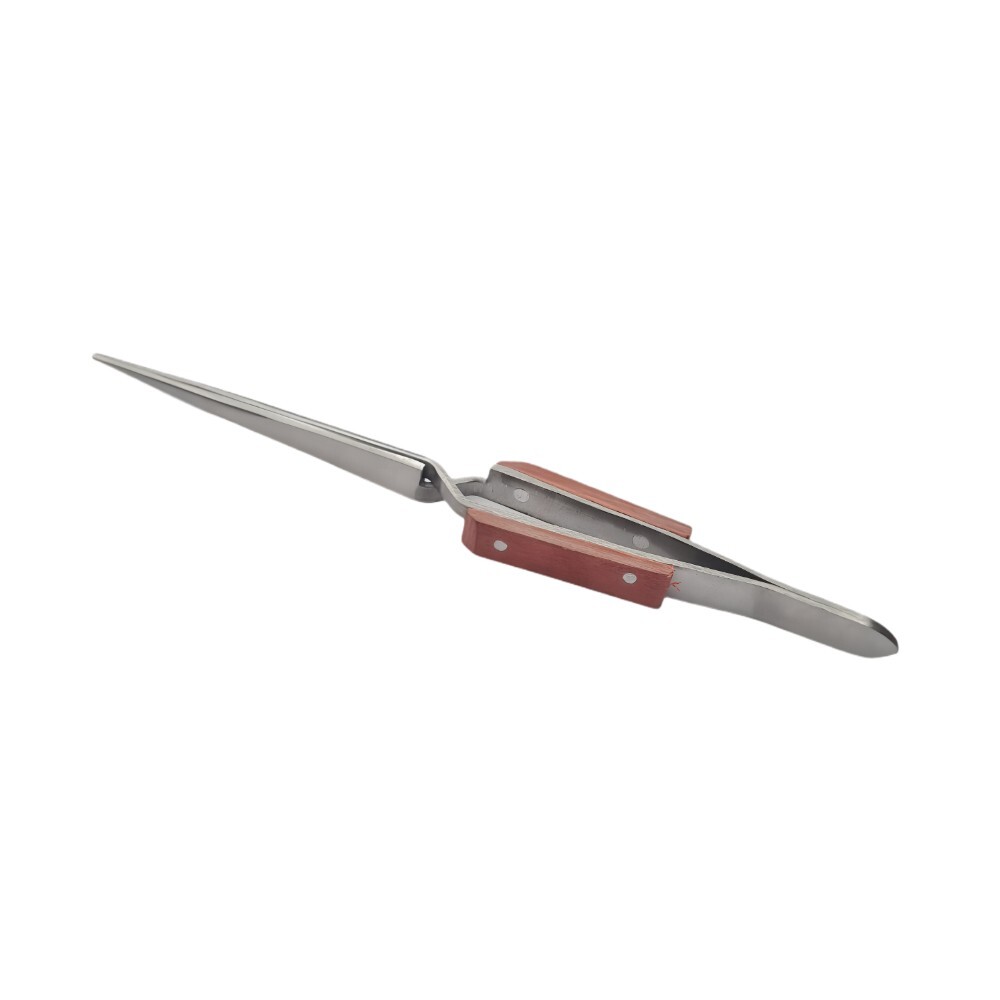 Set of 6 Cross Lock Fiber Grip Tweezers Self Closing 6-1/2″ Bent & Straight Tip
