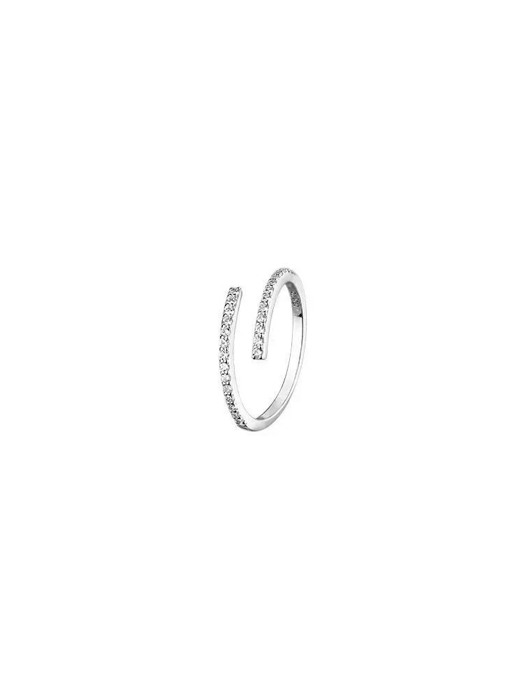 Fine 925 Sterling Silver Adjustable CZ Open Wrap Daily Wear Ring for Girls