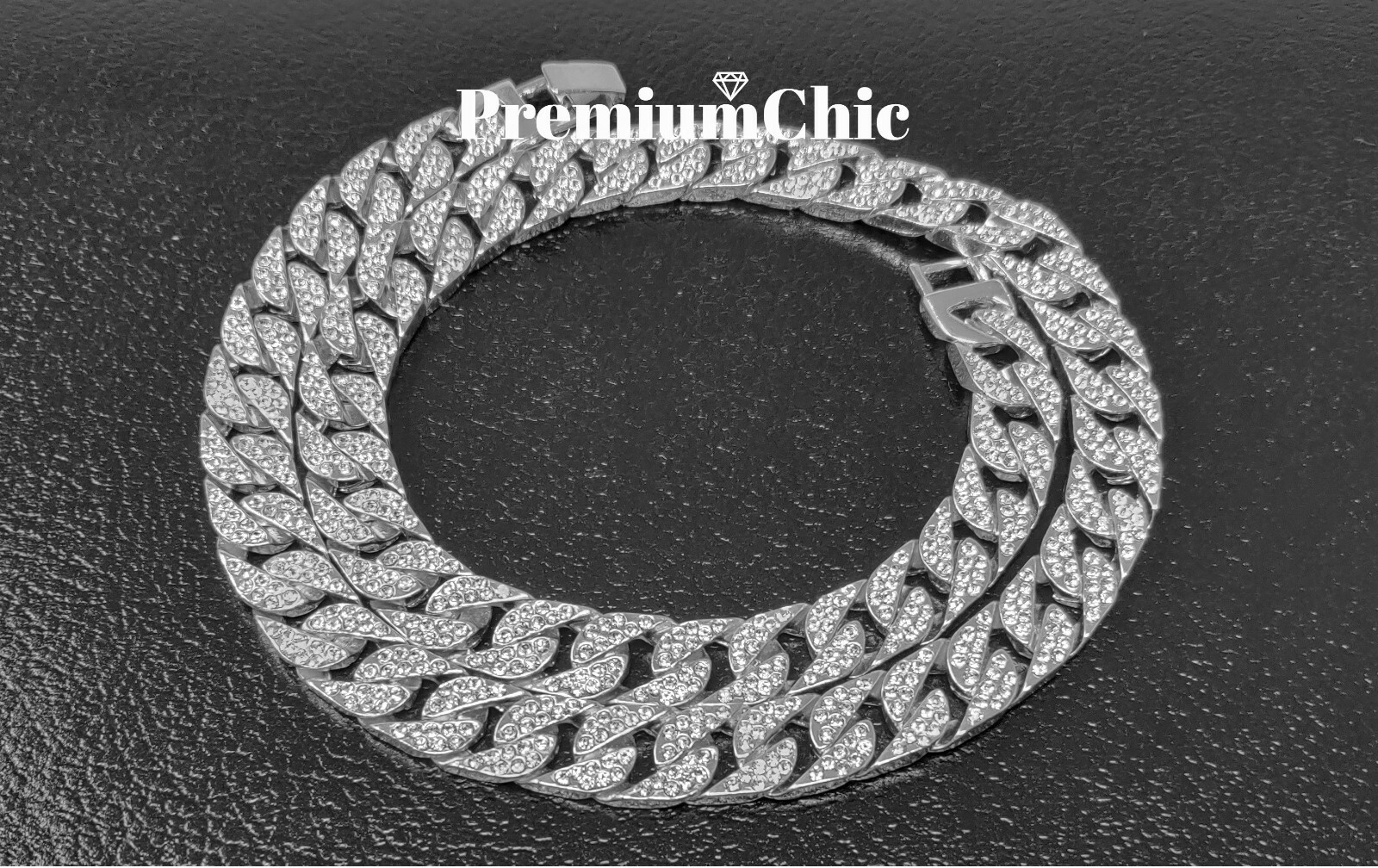 ICED Hip Hop Silver Plated Miami Cuban Choker Chain CZ Necklace or Bracelet