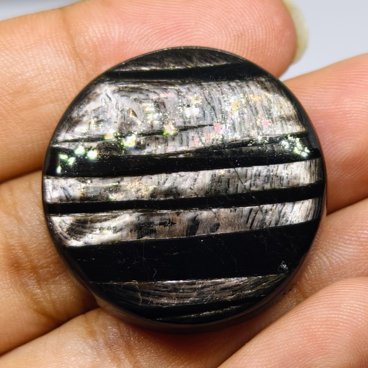 87 Cts Natural Hypersthene Cabochon Gemstone For Jewelry 31X31X7.7 MM