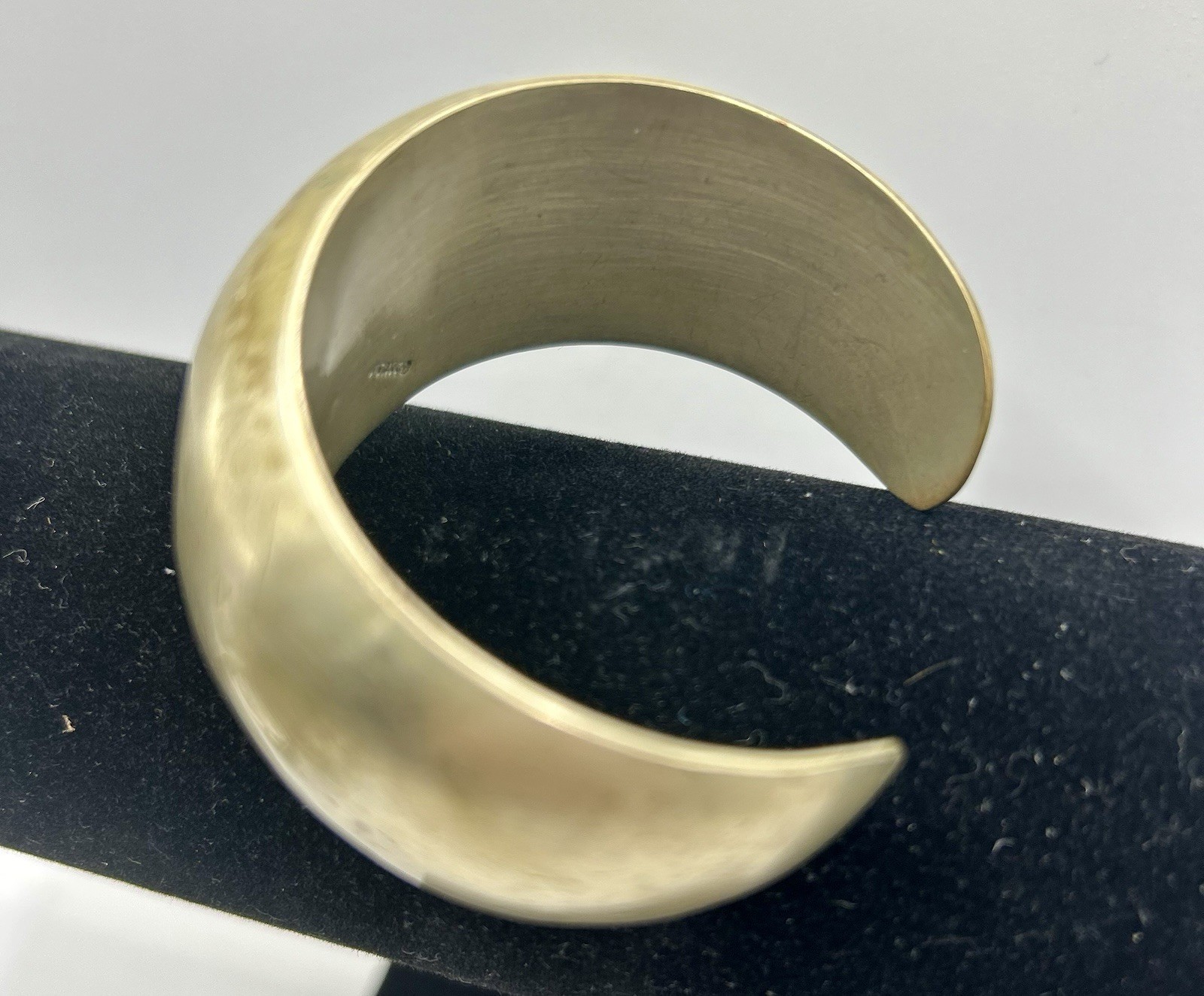 Vintage Mexico Modernist Wide Cuff Bracelet Silver Tone 33g