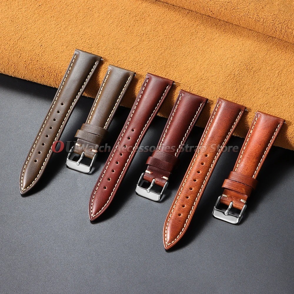 Leather Watch Band 18mm 20mm 22mm Quick Release Replacement Watch Strap