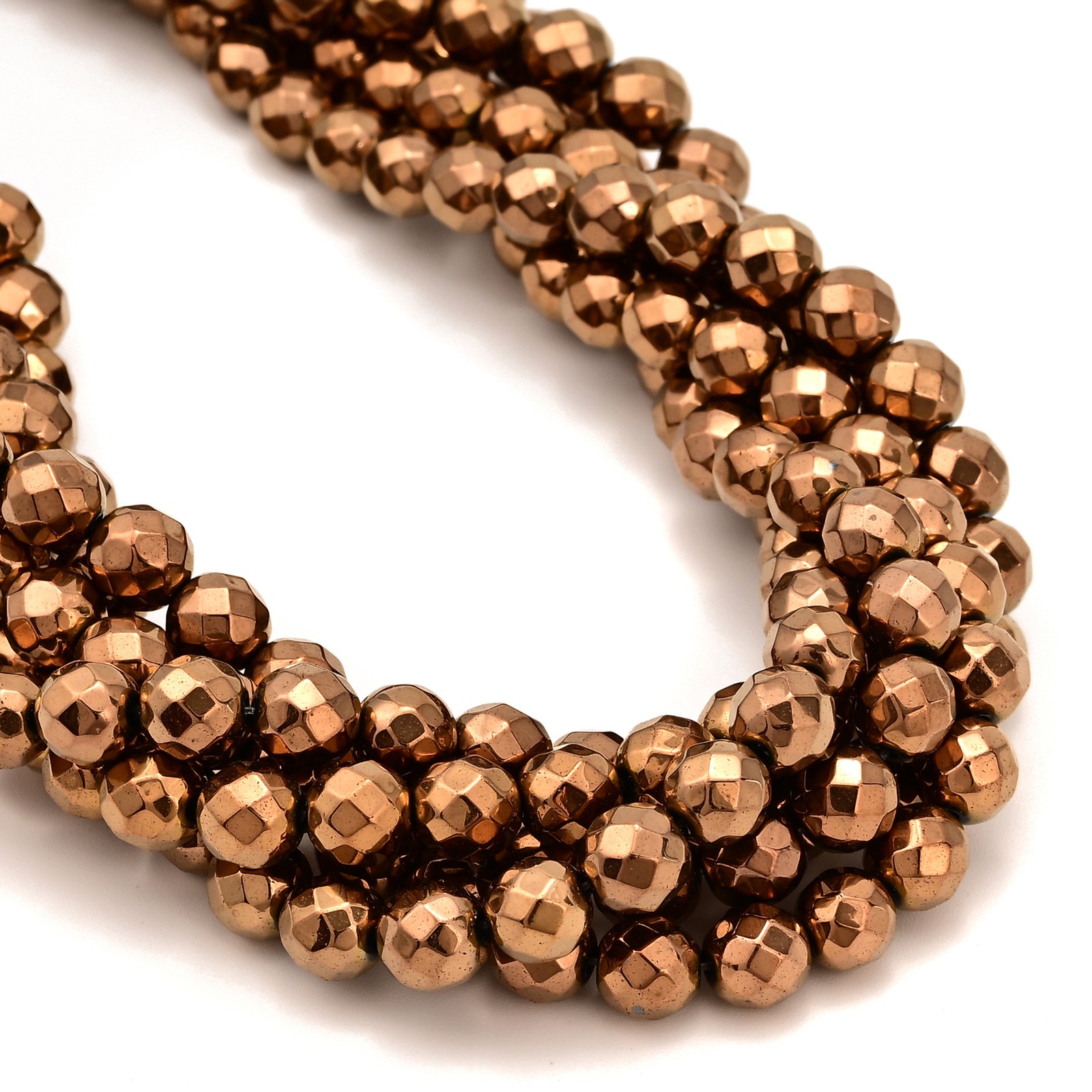 Copper Hematite Faceted Round Beads 2mm 3mm 4mm 6mm 8mm 10mm 12mm 15.5″ Strand