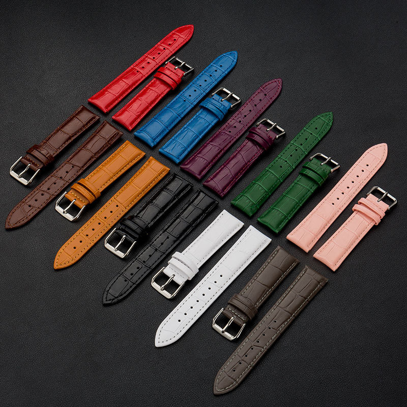 Alligator Grain Leather Watch Band Strap Pin Buckle Watch Accessories 10-24mm