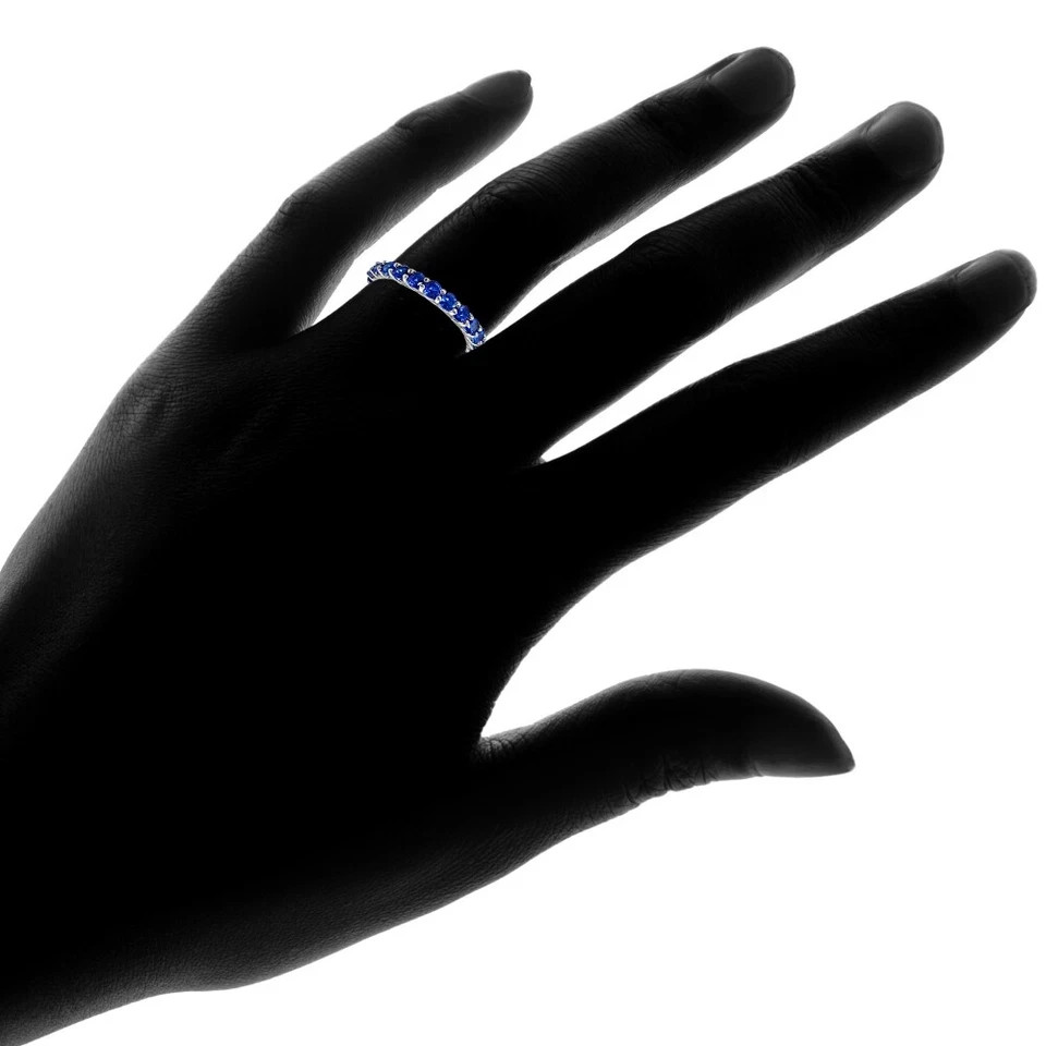 6 MM Flawless Round Cut Tanzanite Ring 925 Sterling Silver Eternity Band Ring
