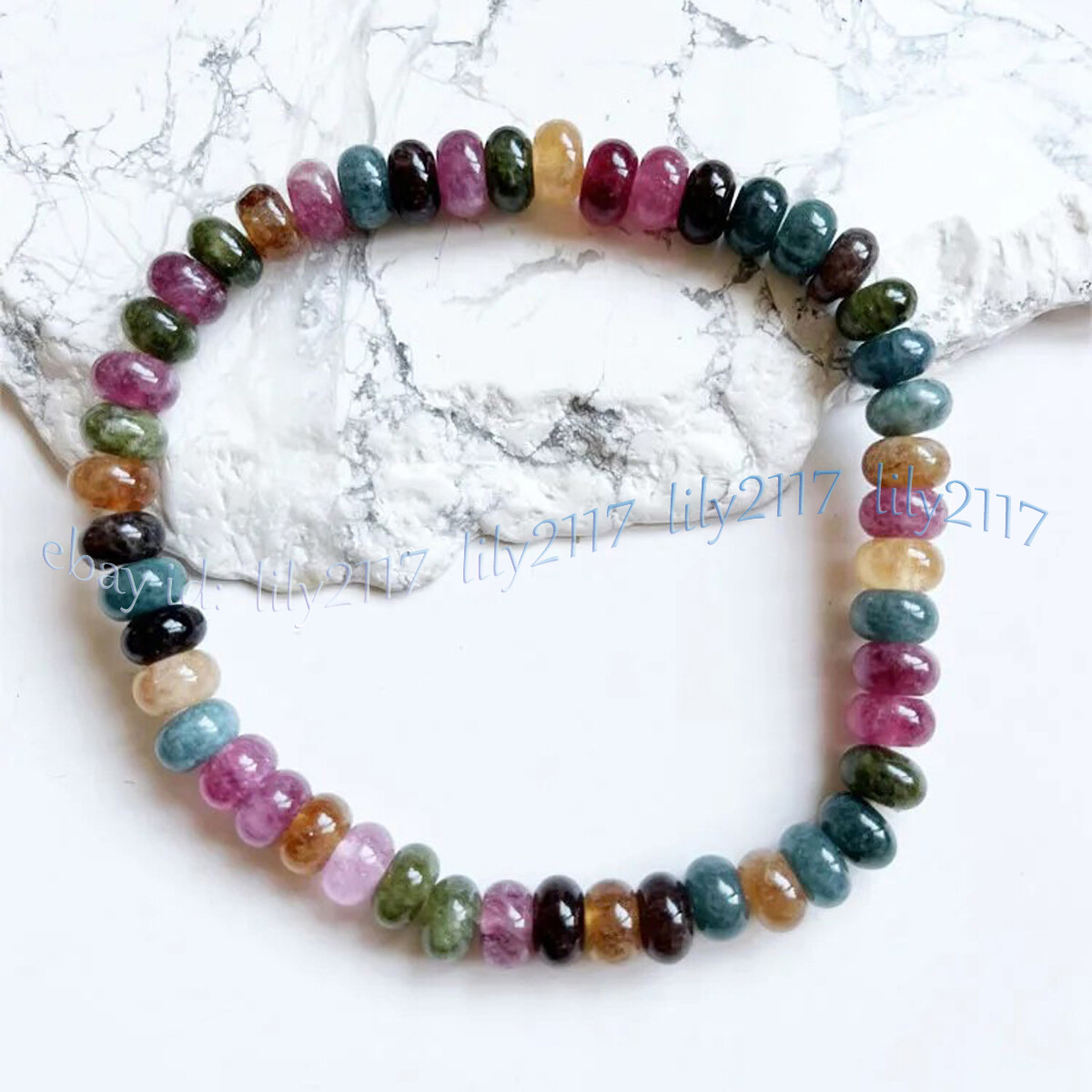 Natural Colorful Tourmaline Rondelle Gems Beads Necklace Bracelet Earrings Set