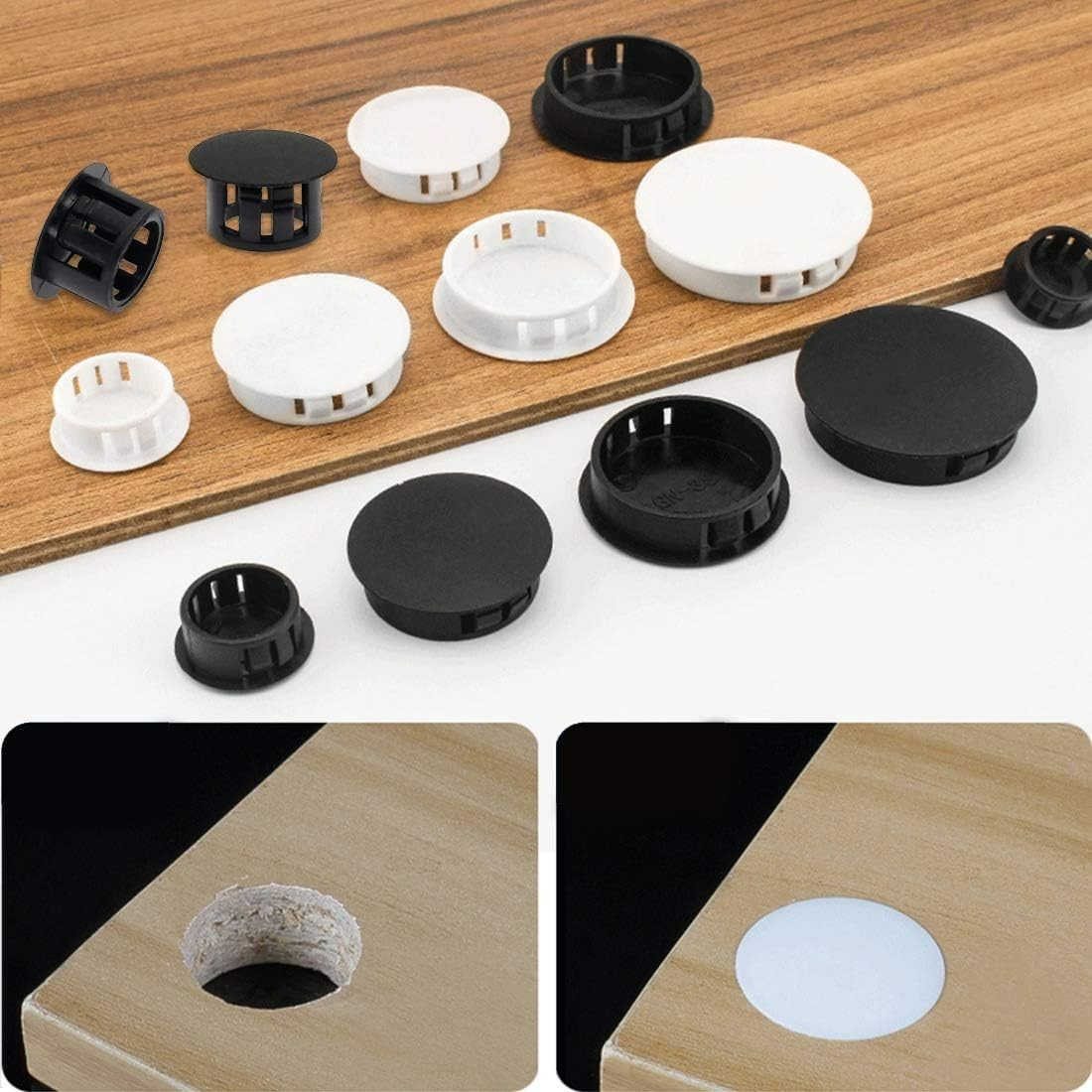 30PCS 16mm 5/8″ White Hole Plugs Plastic | Flush Type, Snap in Locking, Furni…
