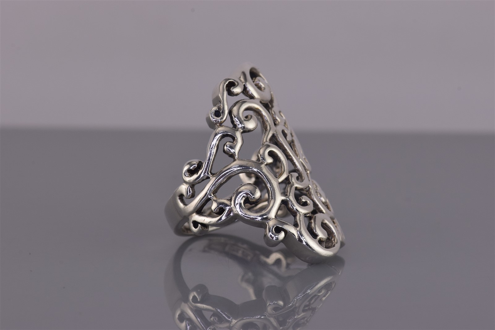 Sterling Silver 30mm Open Swirled Scrolling Band Ring 9g 925 Sz: 6