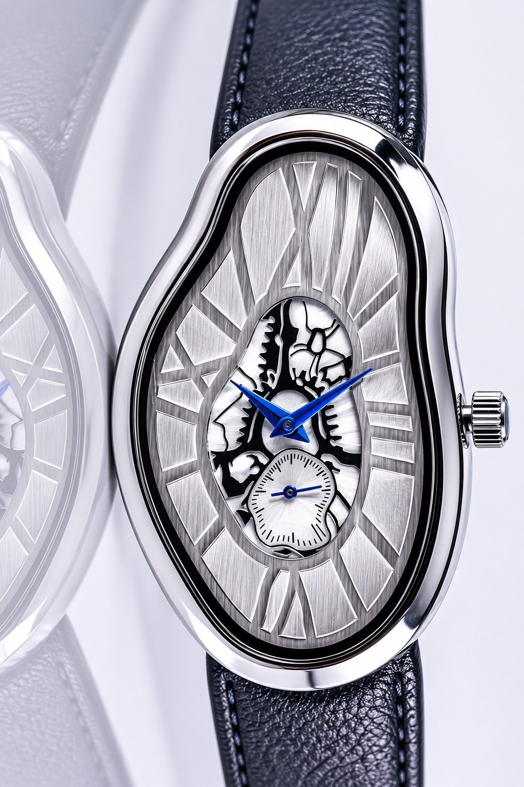 Men’s Abstract Melting Watch Asymmetric Wavy Fused Twisted Watch with Subdial