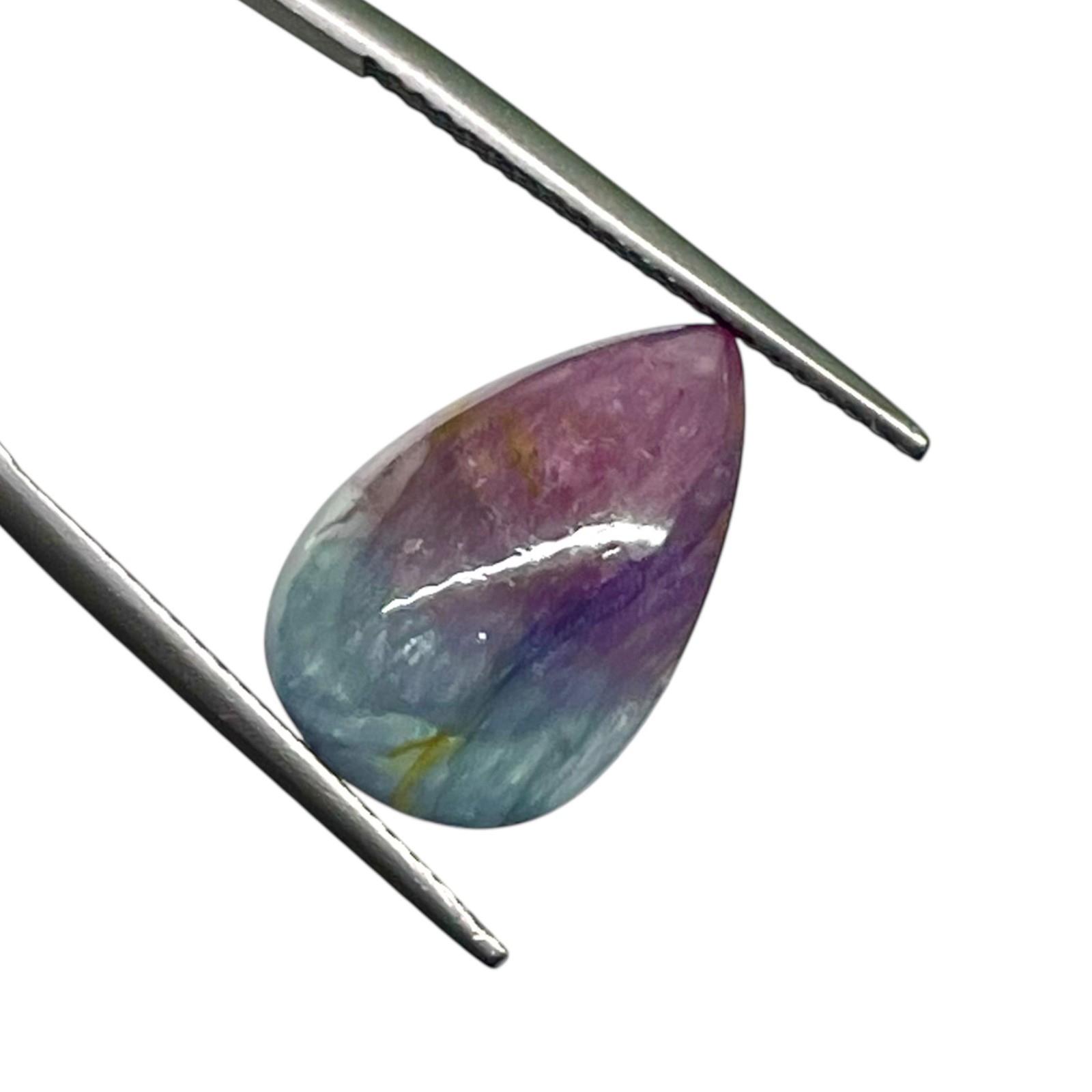 7.93 Cts Natural Bi Color Tourmaline 16x12mm Pear Cabochon Untreated Gemstone
