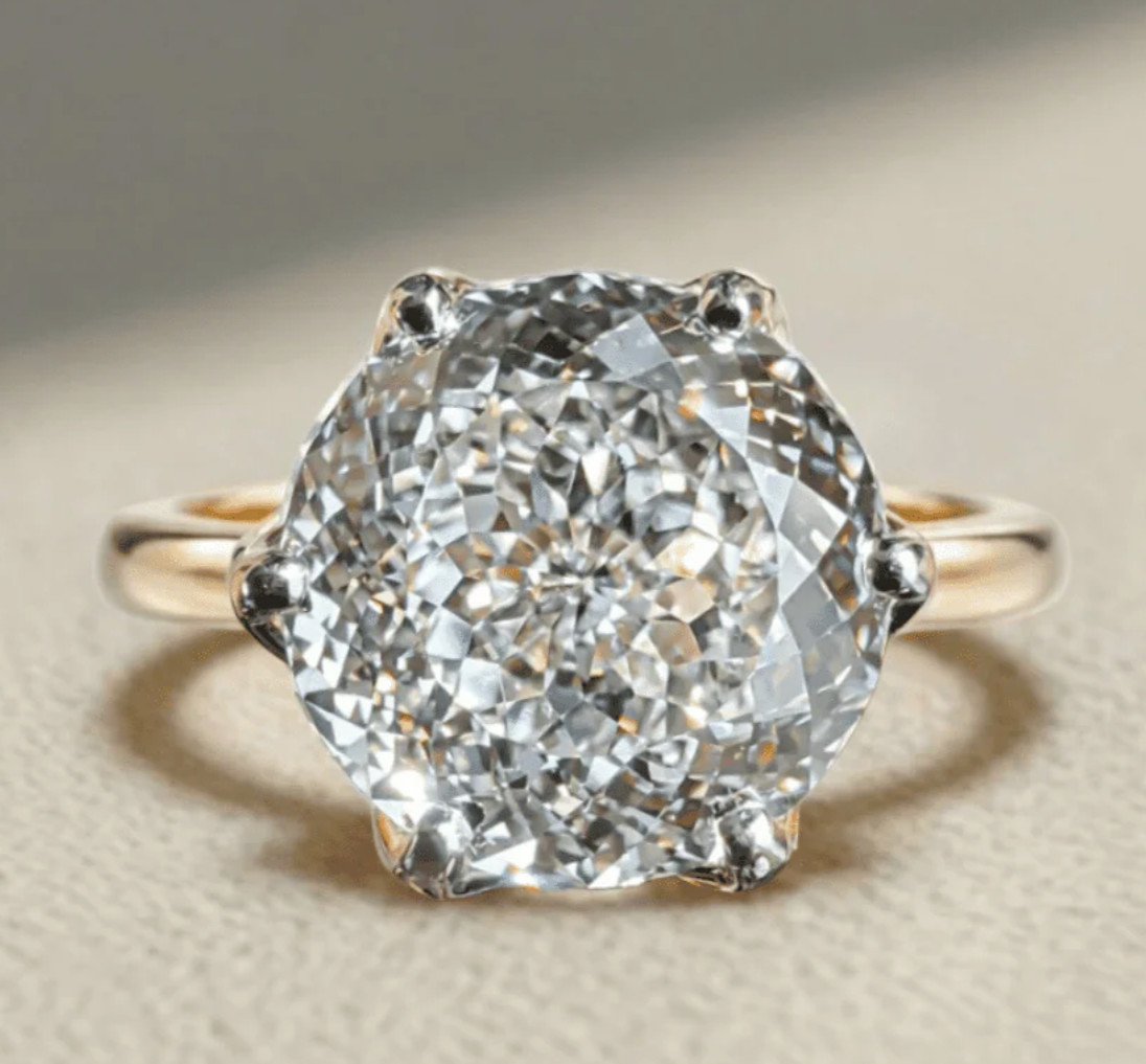 925 Silver,White Portuguess Diamond Solitaire Ring, RARE 15 Ct Certified Treated