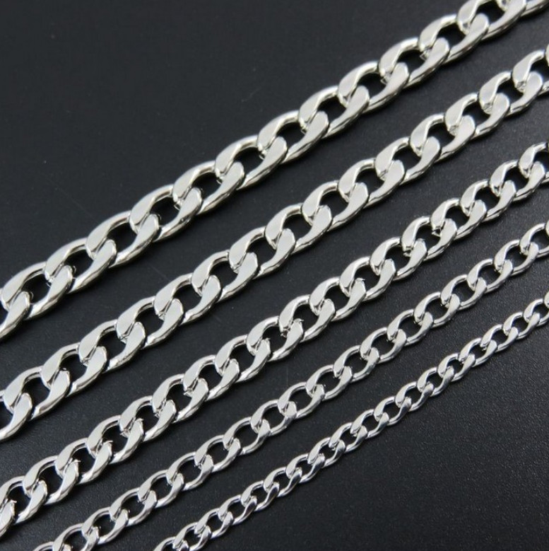 Stainless Steel Cuban Curb Chain Silver 16″-30″ Men Necklace 2/3/5/7/9/11/13mm