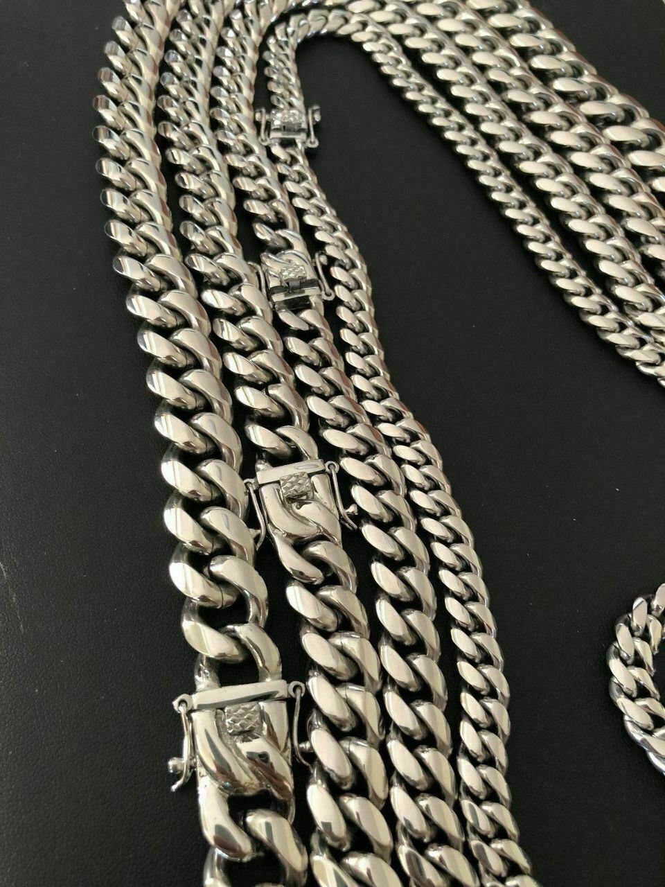Men’s Miami Cuban Link Chain Solid Stainless Steel 4-18mm