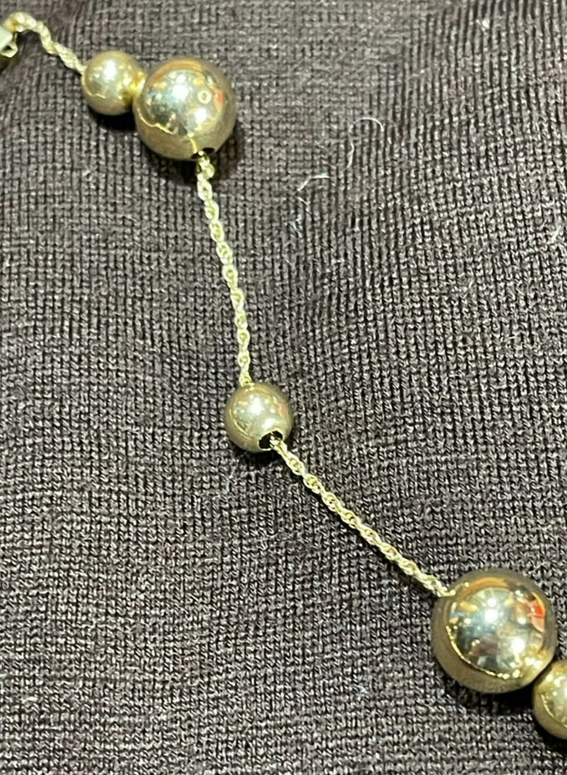 Vintage 14K Yellow Gold Graduated Add A Bead Necklace 16″ Floating Ball Strand