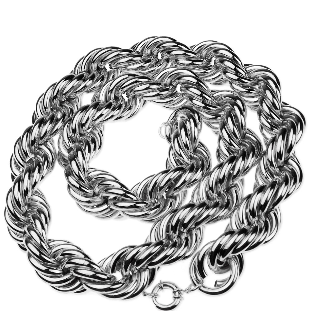 Mens Huge Chain Rope Dookie 30MM x 36″ Inch Silver Tone Hollow Hip Hop Necklace