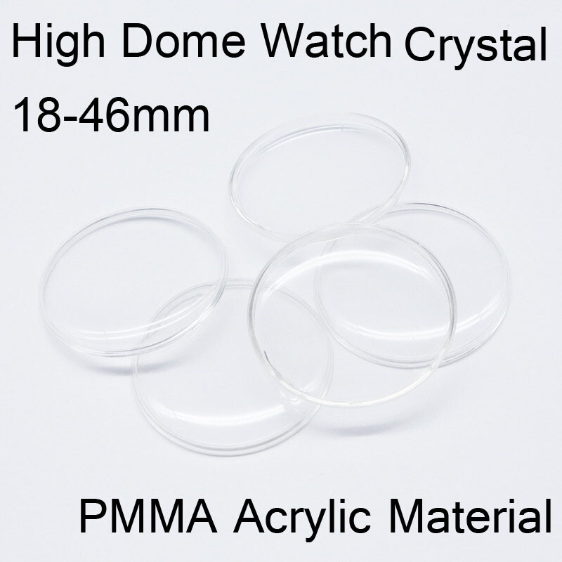 1mm High Dome Watch Crystal Diameter 18mm to 46mm Round Pocket Watch Glass Lens