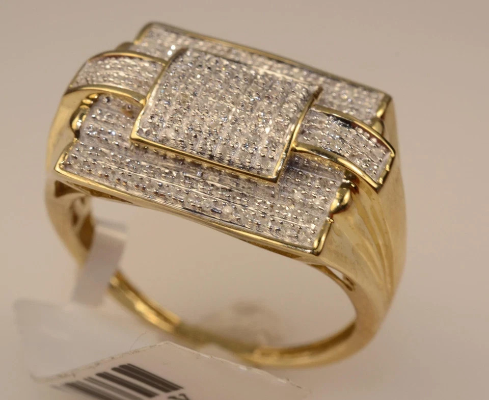 Men’s Real Moissanite Engagement Pinky Ring 14k Yellow Gold Plated Silver 1.20CT