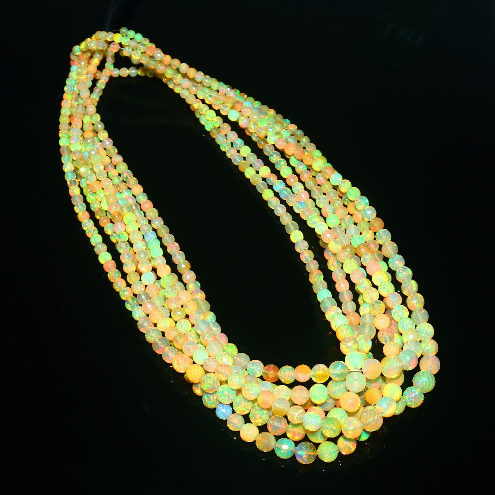 Opal Faceted Beads Round Natural Gemstone Ethiopian Necklace Ball White 524