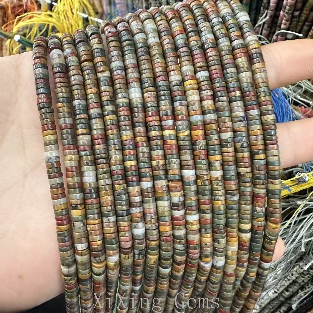 1x4mm Natural Picasso Jasper Heishi Disc Spacer Beads for Jewelry Making DIY
