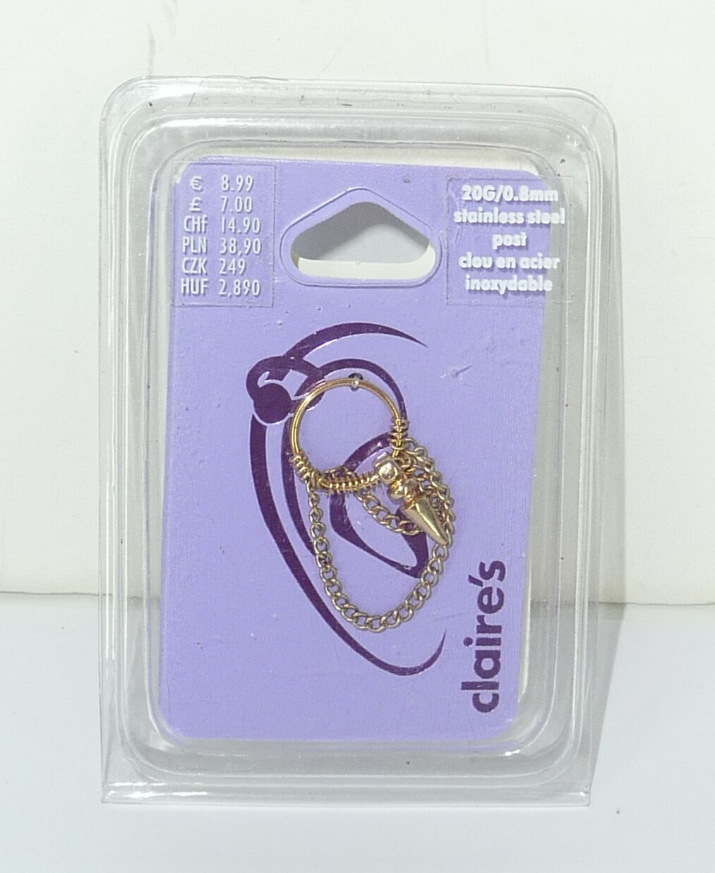 Claire’s Ear Piercing Stainless Steel Post 20G/0.8mm New