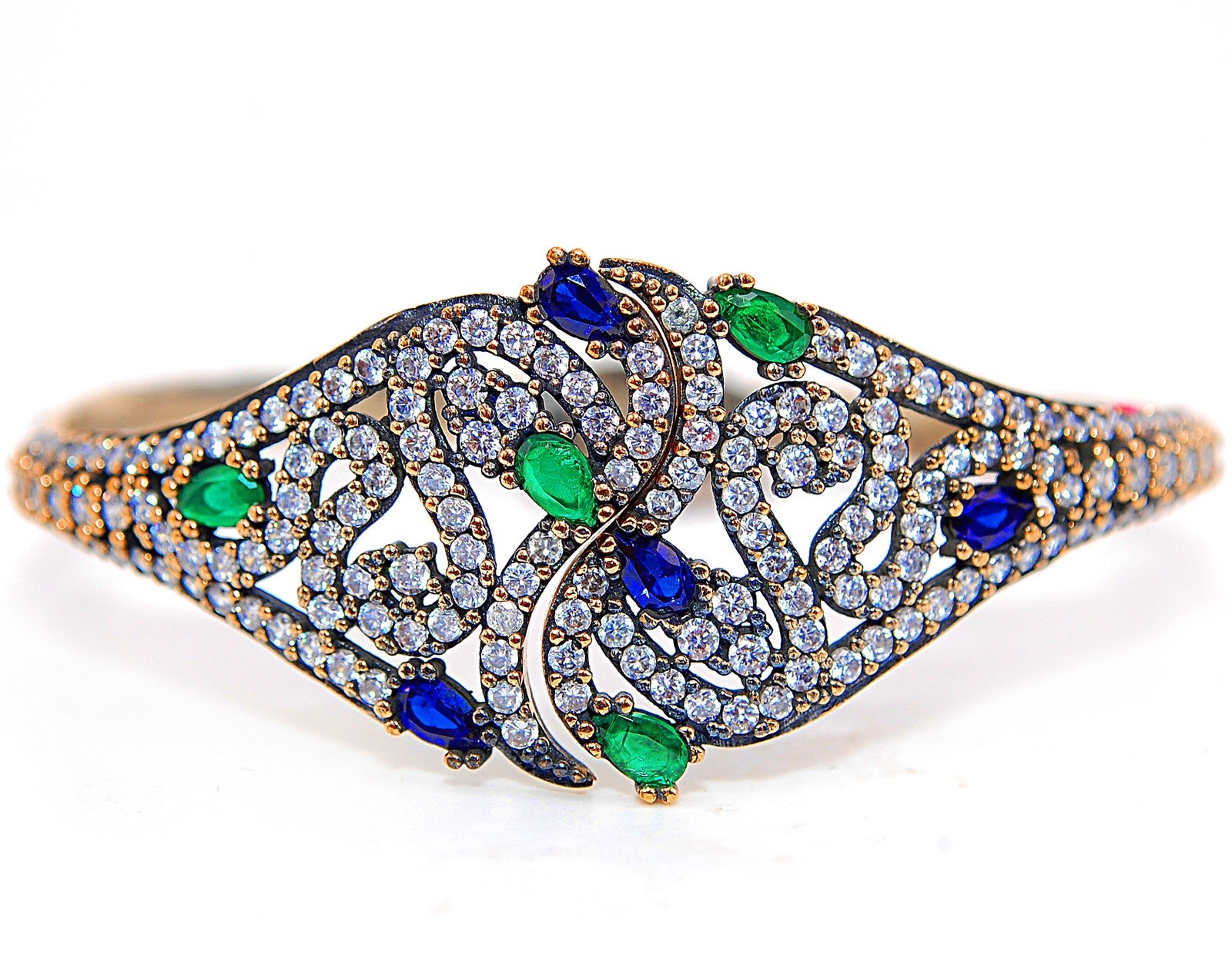 Ottoman Empire 6CT Heat Treated Green Tourmaline 925 Sterling Silver Bracelet
