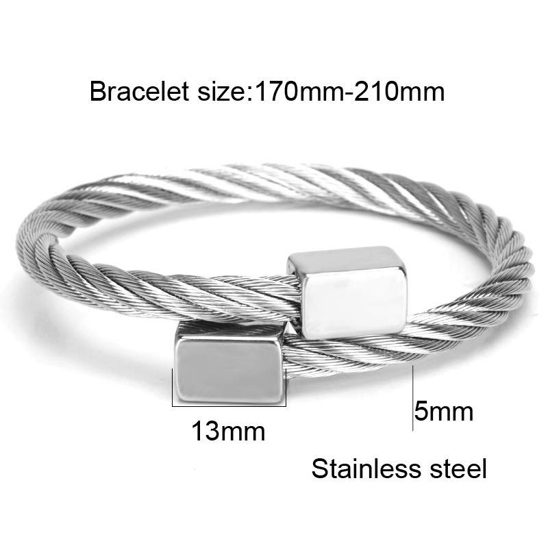 316L Stainless Steel Bangle Luxury Men Bracelets Titanium Adjustable Cuff Gifts