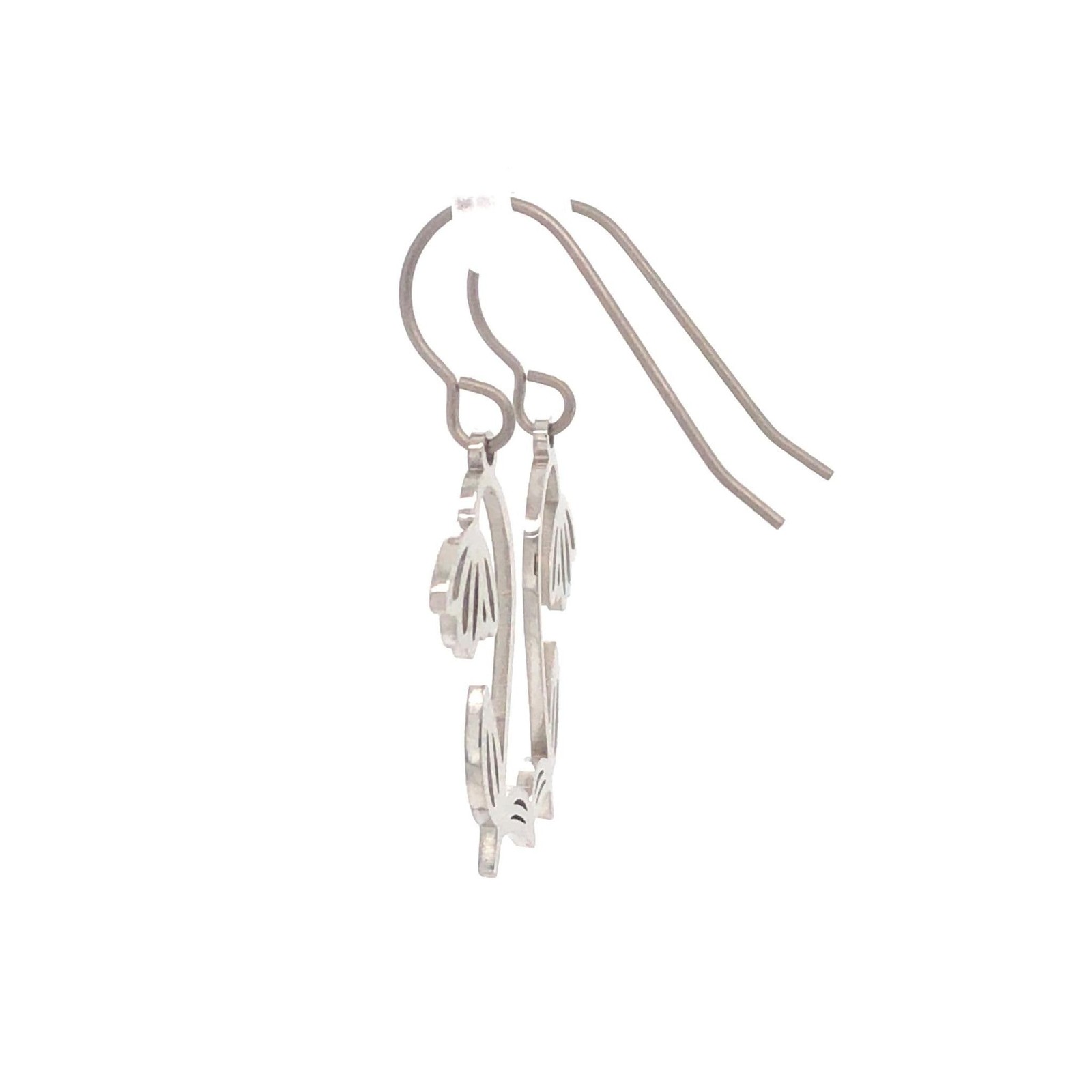 Pretty Smart Birth Month Flower Dangle Earrings, Pure Grade 1 Small, Silver