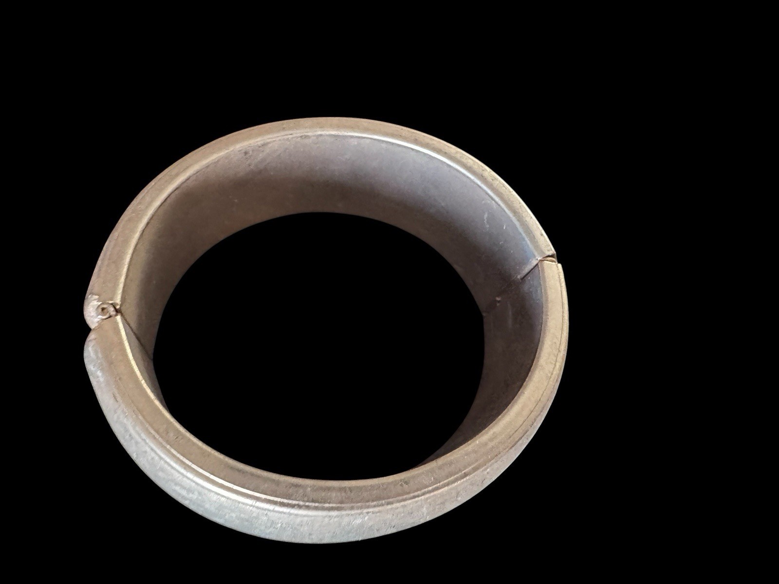 Vintage Gold Tone Wide Hinged Clamper Bracelet Brushed Satin Finish Mid Century