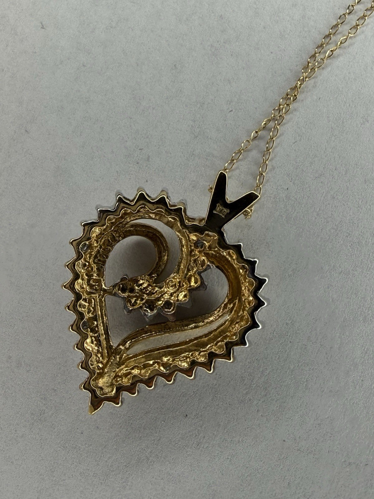 Two Tone Diamond Heart Necklace-10K ESTATE