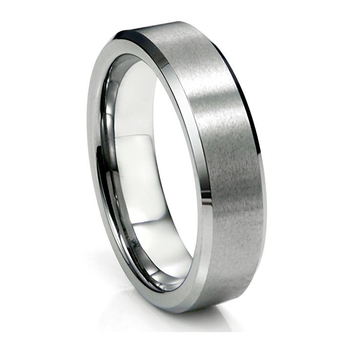 NEW! Tungsten Carbide Wedding Band Ring Brushed Silver/Satin Mens 6MM Size 6.5!!