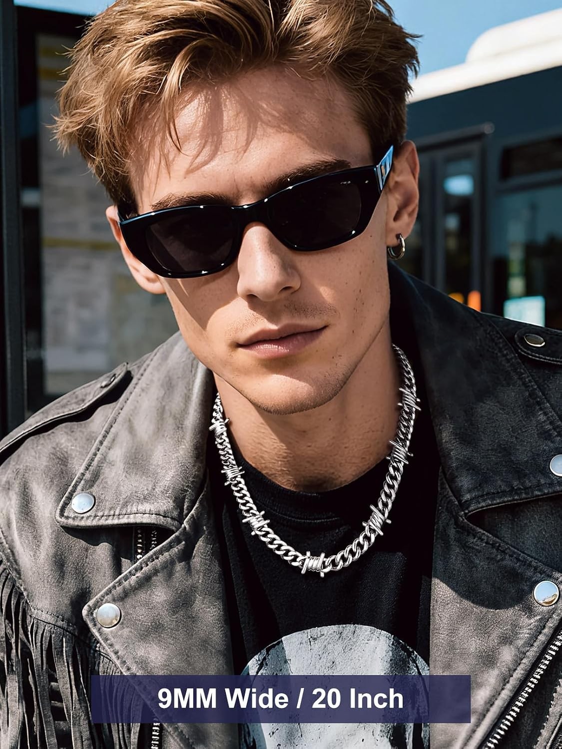 Bandmax Stainless Steel Barbed Wire Cuban Chain Necklace for Men & Women | Edgy