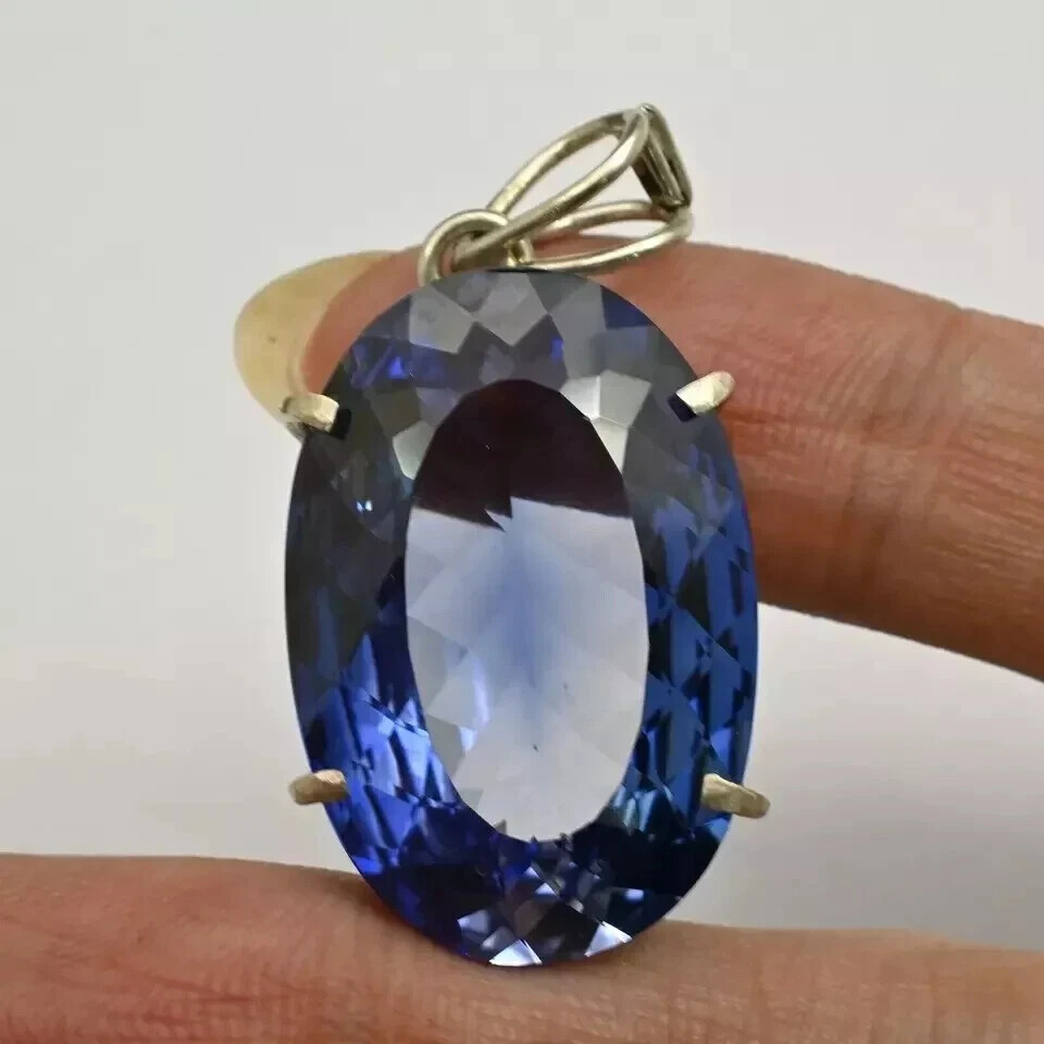 Natural Ceylon Blue Sapphire 40 Ct Oval Cut AGL Certified Rare Gemstone Pendant