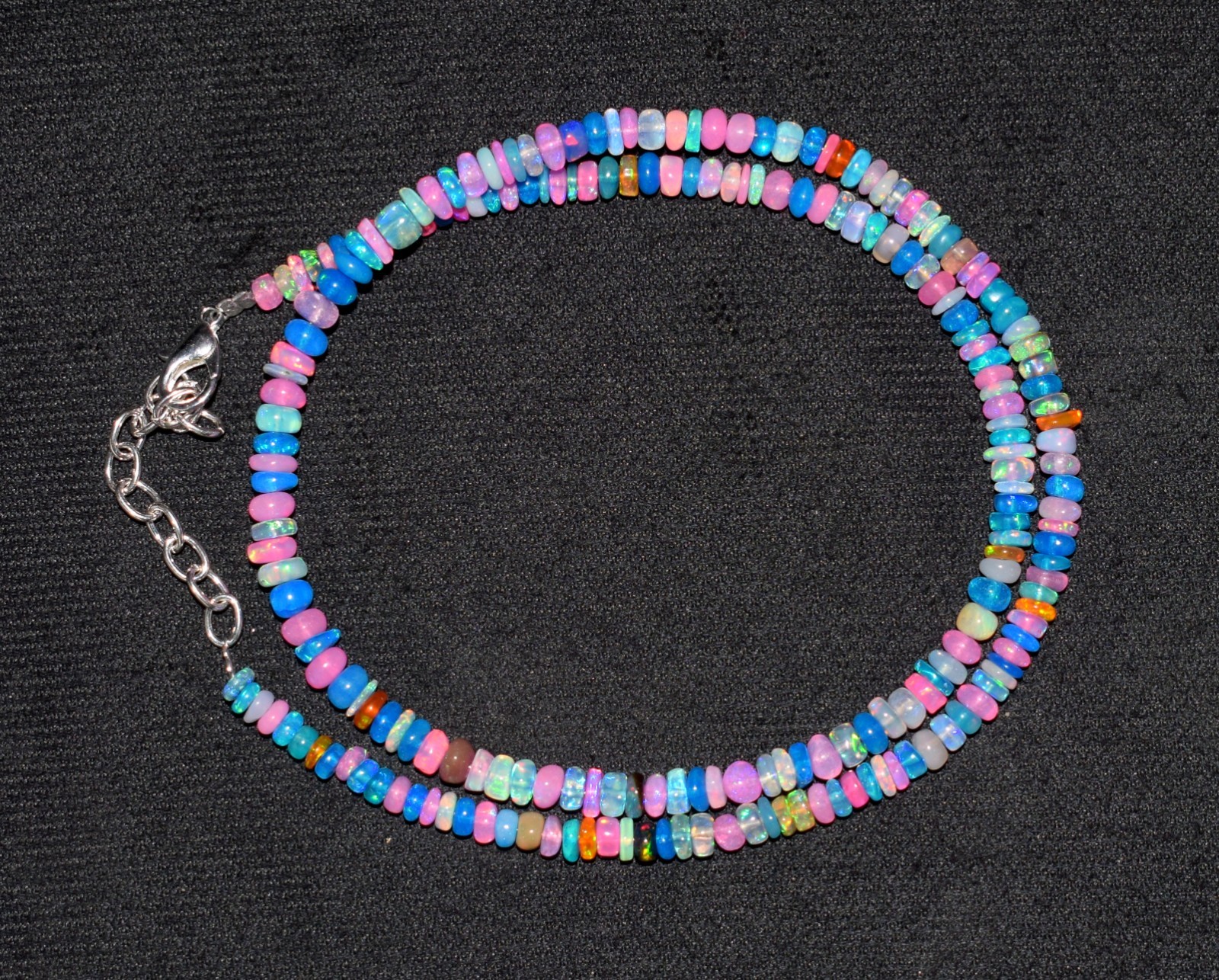 16”Natural Ethiopian Opal Wello Fire Opal Gemstone Bead Necklace AF540