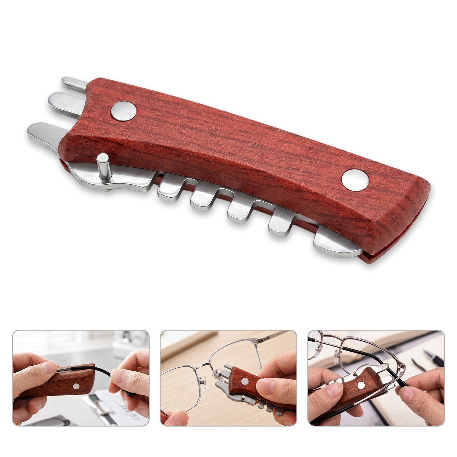 Eyeglass Temple Glasses Adjustment Tool 9-In-1 Anti-Slip Professional Bender