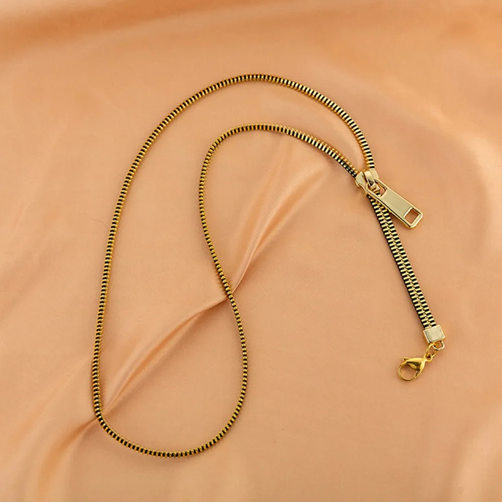Jewelry Choker Zipper Necklace Hip-hop Punk Pull-able Zipper Sweater Chain Trend