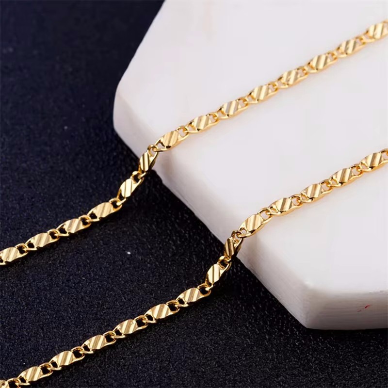 18K Gold Plated 2mm Chain Necklace 16-30in Women Men 925 Silver Plated