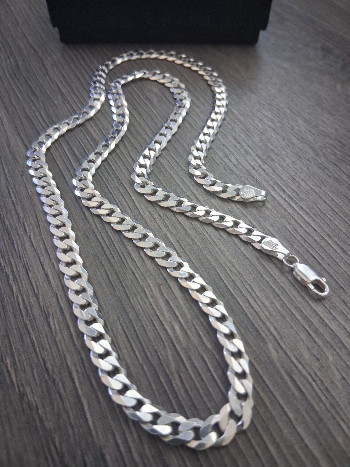cadena de plata 925 corte diamante 24″ de larga 6mm de anchor