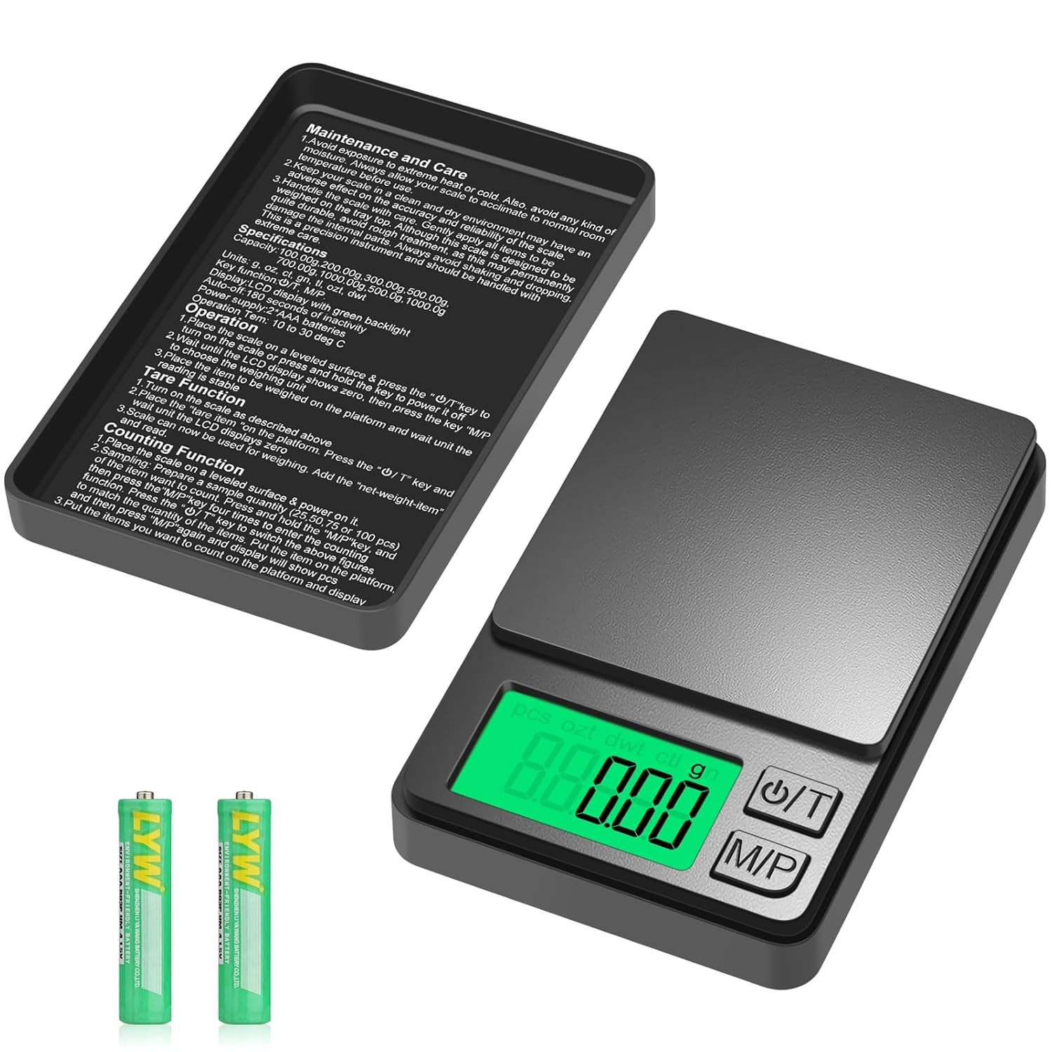 Pocket Scale 1000g 0.01g Digital Gram Jewelry Scale Protective Cover 7 Units LCD