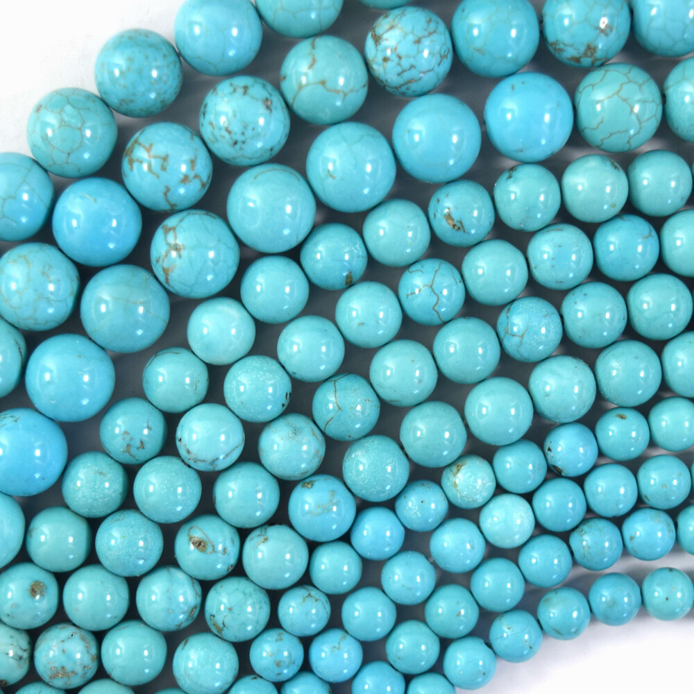 Blue Turquoise Round Beads Gemstone 15″ Strand 2mm 4mm 6mm 8mm 10mm 12mm S2