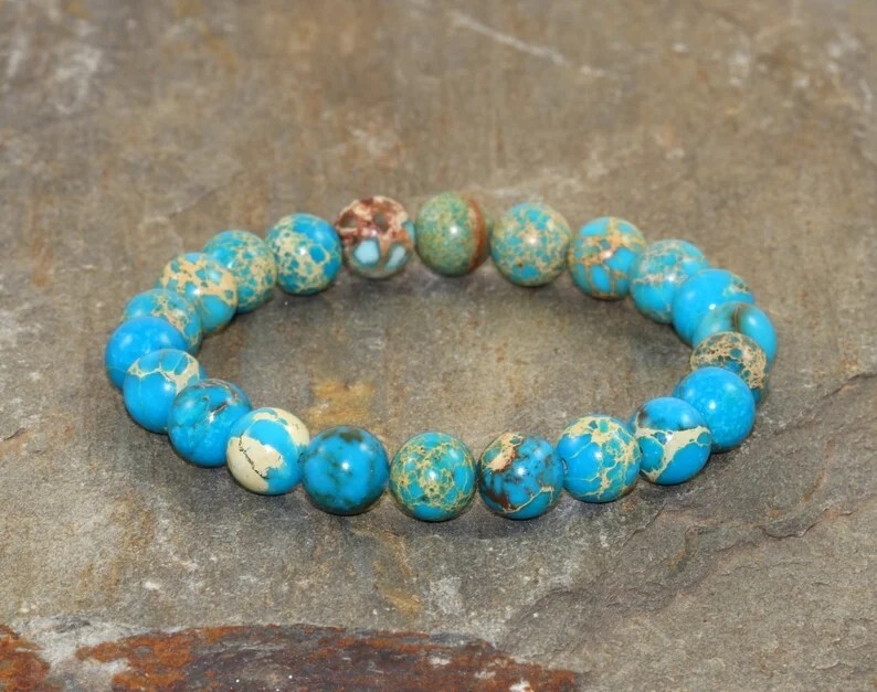 8MM Handmade Turquoise Bead Healing Energy Reiki Chakra Balance Bracelet Gifts