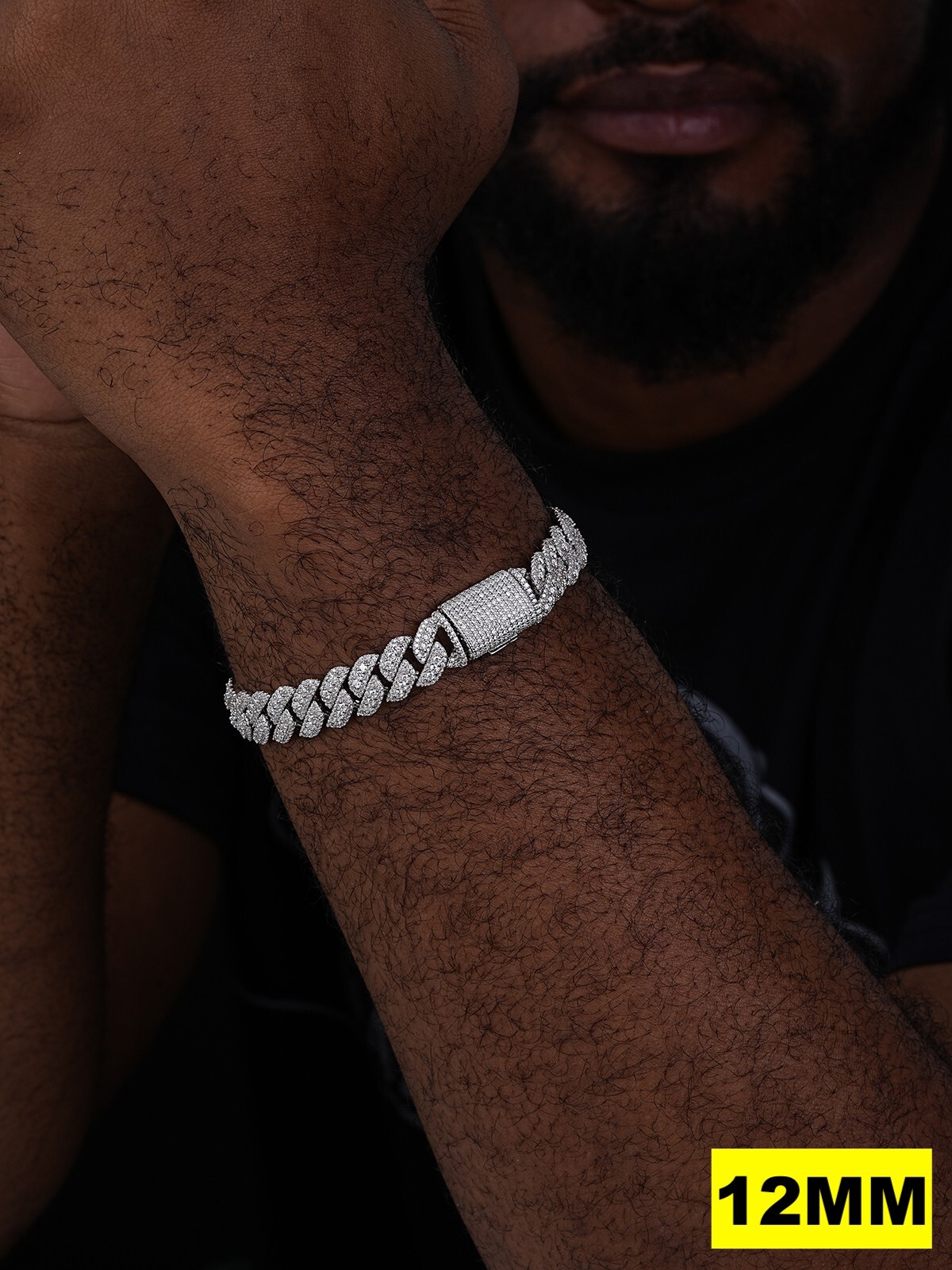MOISSANITE Real Miami Cuban Prong Link Iced Hip Hop 925 Silver Bracelet 7-9″